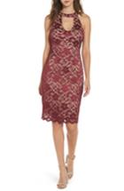 Women's Love Nickie Lew Lace Choker Body Con Dress - Burgundy