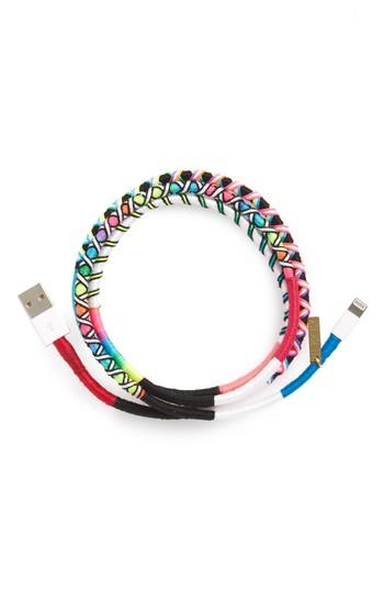 Le Pom Pom Polly Hand-wrapped Iphone Charging Cord, Size - Red