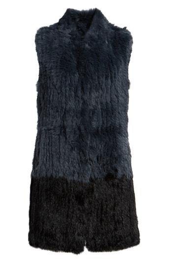 Women's Love Token Long Colorblock Genuine Rabbit Fur Vest