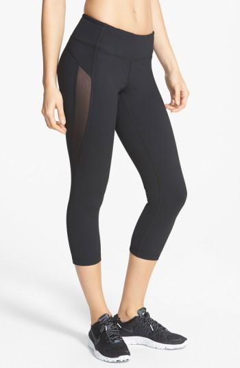 Women's Zella 'live In - Hot' Mesh Detail Capris - Black