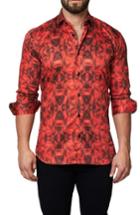 Men's Maceoo Trim Fit Geo Print Sport Shirt (s) - Red