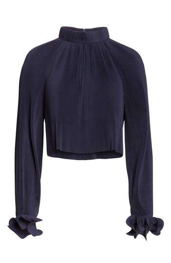 Women's Tibi Pleated Crop Top - Blue