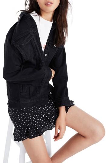 Women's Madewell Oversize Denim Jacket, Size - Black