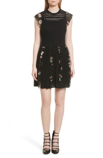 Women's Red Valentino Ruffle Crochet Dress - Black