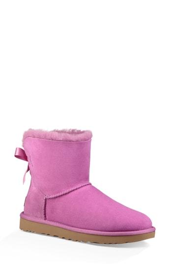 Women's Ugg Mini Bailey Bow Ii Genuine Shearling Bootie M - Purple