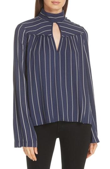 Women's Derek Lam 10 Crosby Keyhole Neck Bell Sleeve Blouse - Blue