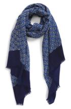 Men's Calibrate Floral Wool Scarf, Size - Blue