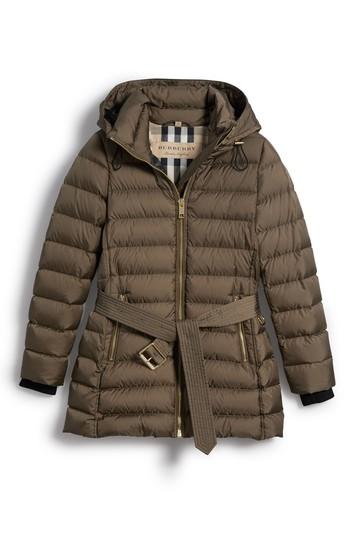 Women's Burberry Limefield Hooded Puffer Coat, Size - Grey