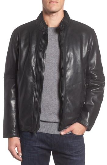 Men's Marc New York Calfskin Leather Moto Jacket, Size - Black
