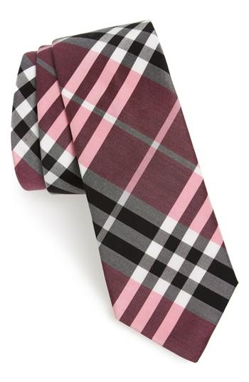 Men's Burberry Manston Check Cotton & Silk Blend Tie, Size - Pink