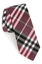 Men's Burberry Manston Check Cotton & Silk Blend Tie, Size - Pink