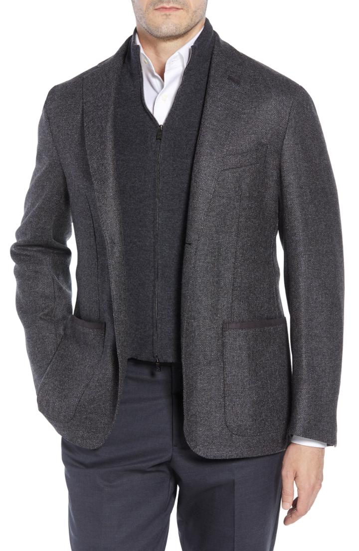 Men's Corneliani Classic Fit Stretch Tweed Wool Blend Sport Coat Us / 56 Eu R - Grey