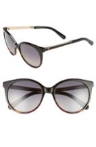 Women's Kate Spade New York 'amayas' 53mm Cat Eye Sunglasses - Black Havana Black