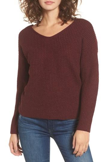 Women's Astr The Label Twist Back Sweater - Burgundy