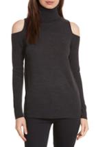 Women's Allude Merino Wool Cold Shoulder Turtleneck Sweater, Size - Grey