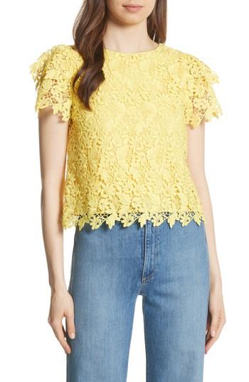 Women's Alice + Olivia Franca Lace Top - Yellow