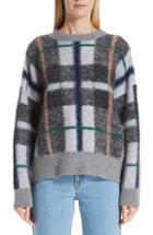 Women's Stella Mccartney Wool Blend Plaid Sweater Us / 42 It - Grey