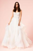 Women's Bliss Monique Lhuillier Embellished Lace & Organza Ballgown, Size In Store Only - White
