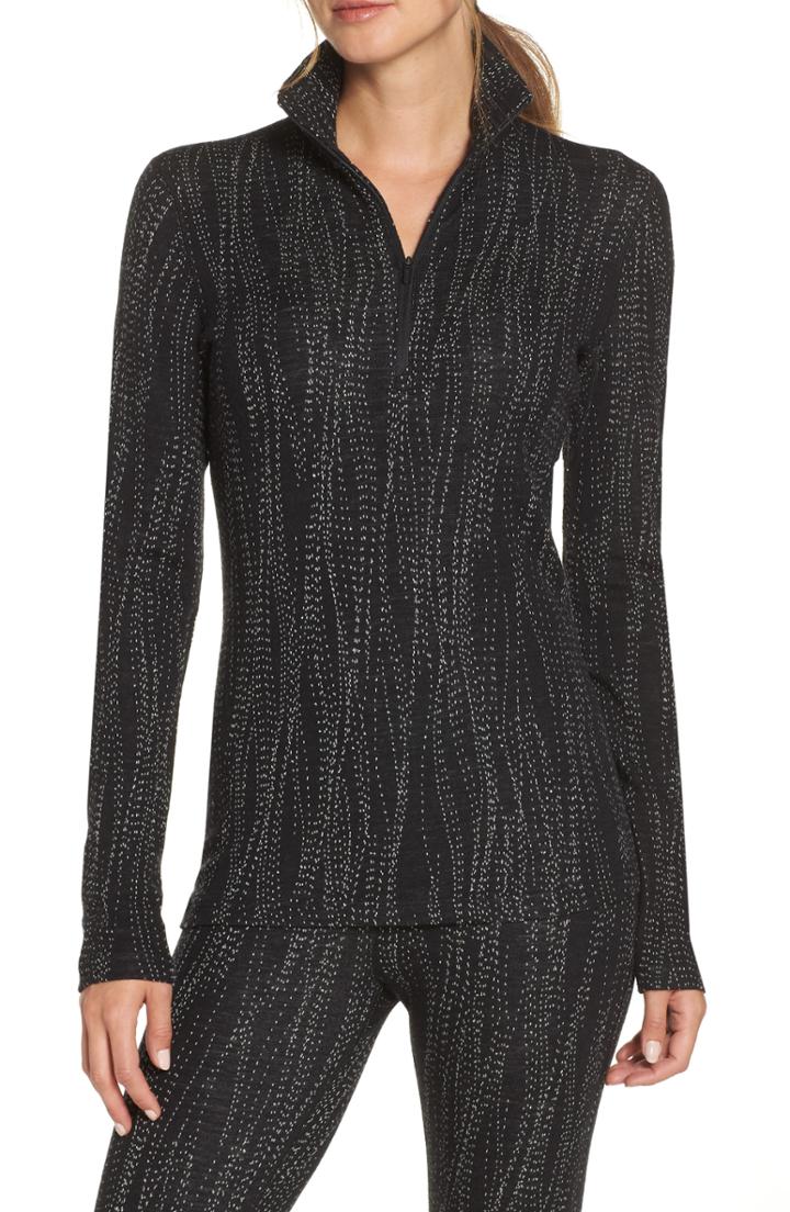 Women's Icebreaker 260 Vertex Merino Wool Half Zip Base Layer Top - Black