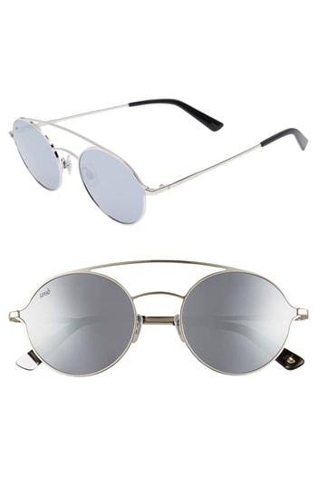 Women's Web 56mm Round Aviator Sunglasses - Shiny Palladium/ Smoke Mirror