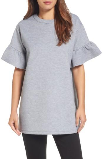 Women's Halogen Ruffle Sleeve Tunic, Size - Grey