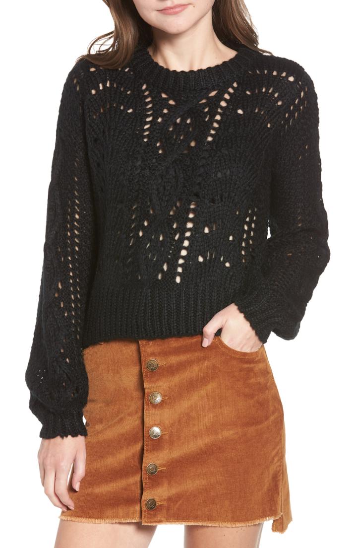 Women's Lira Clothing Carson Pointelle Sweater - Black