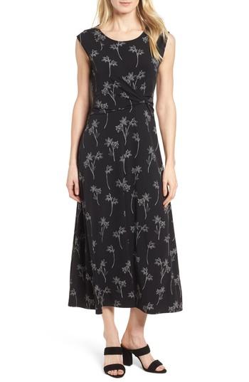 Women's Chaus Floral Outlines Knot Front Maxi Dress - Black