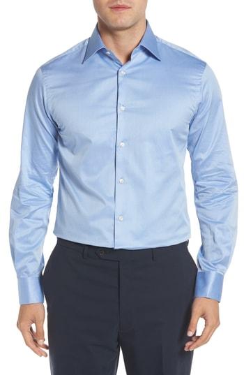 Men's Ike Behar Regular Fit Solid Dress Shirt .5 34/35 - Blue