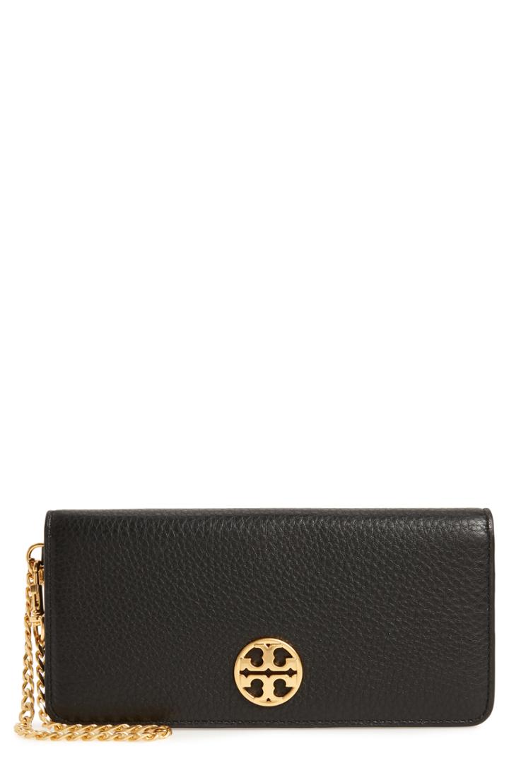 Women's Tory Burch Chelsea Leather Wristlet Wallet - Black