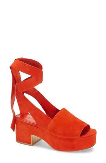 Women's Mercedes Castillo Darea Ankle Tie Platform Sandal .5 M - Red