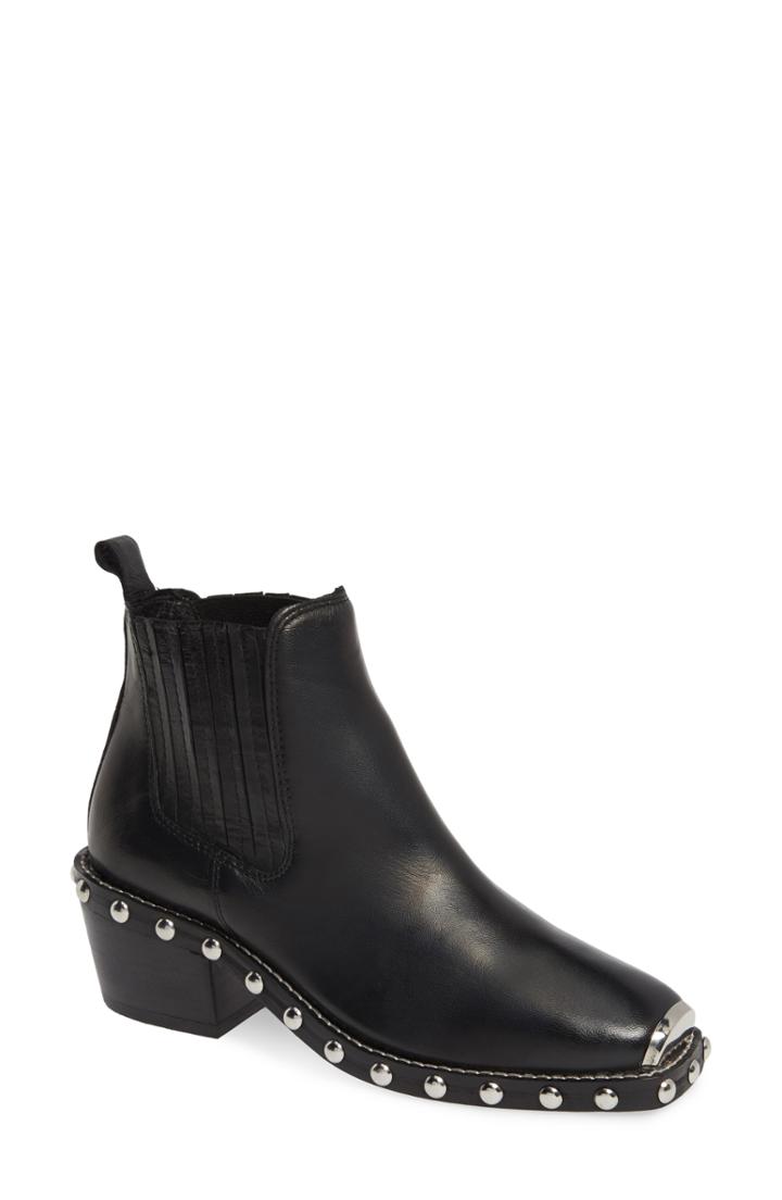 Women's Topshop Alana Stud Ankle Bootie .5us / 36eu M - Black