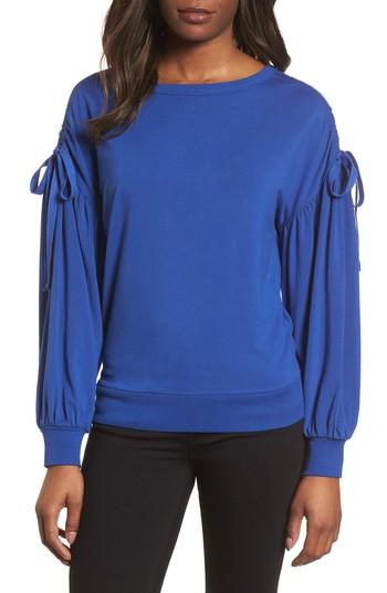 Women's Halogen Ruched Bow Sleeve Top - Blue