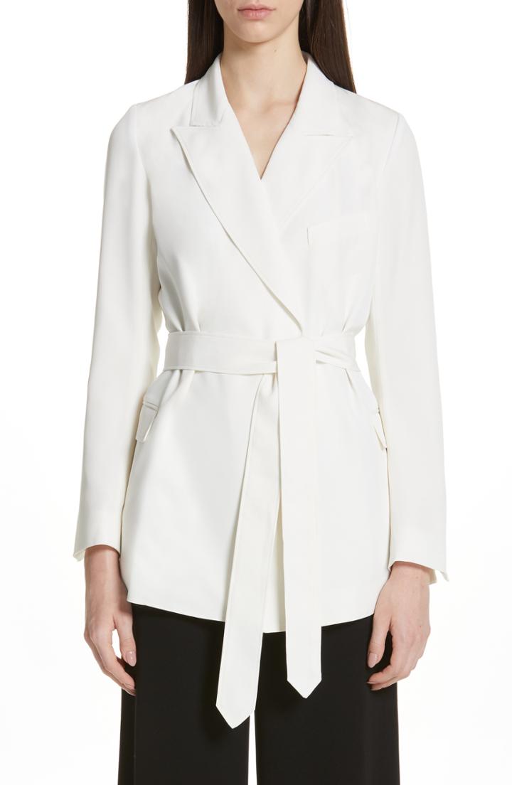 Women's Co Tie Waist Stretch Crepe Blazer - Ivory