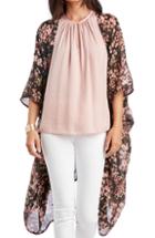 Women's Sole Society Cherry Blossom Kimono, Size - Black