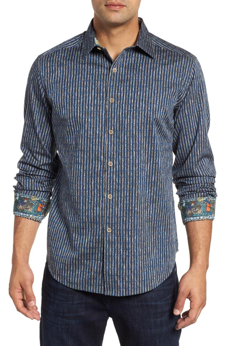 Men's Robert Graham Ellis Classic Fit Sport Shirt, Size - Blue