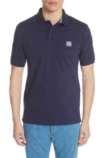 Men's Stone Island Pique Polo - Blue