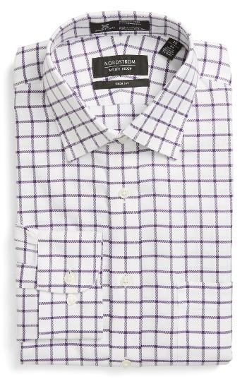 Men's Nordstrom Men's Shop Smartcare(tm) Trim Fit Check Dress Shirt .5 34/35 - Purple