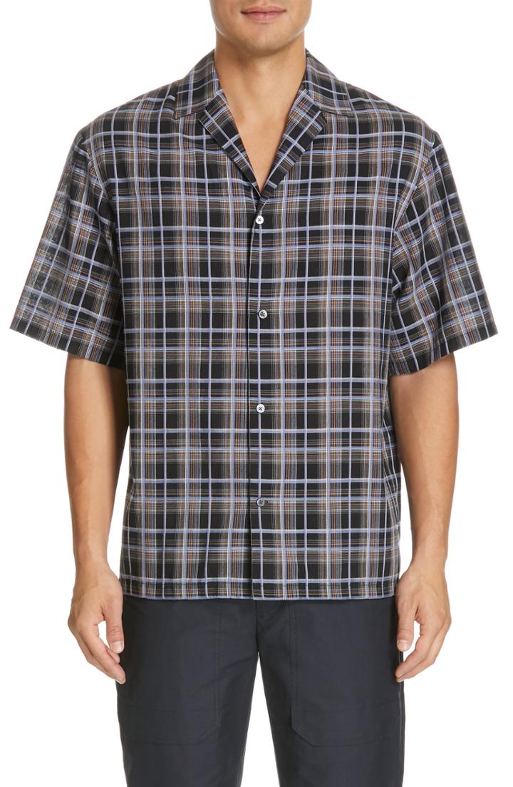 Men's Deveaux Oversize Plaid Camp Shirt - Black