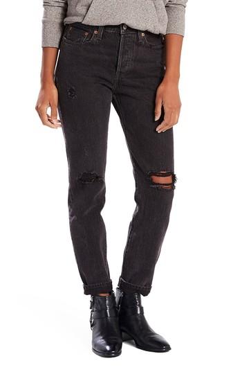 Women's Levi's Wedgie Ripped High Waist Jeans - Black