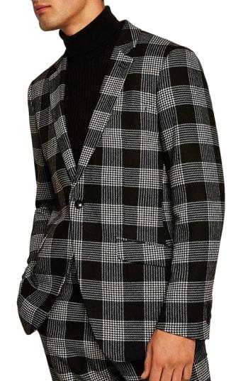Men's Topman Leigh Classic Check Slim Fit Blazer R - Black
