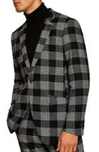 Men's Topman Leigh Classic Check Slim Fit Blazer R - Black