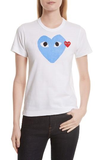 Women's Comme Des Garcons Play Heart Tee - Blue