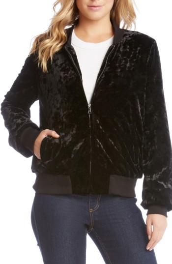 Women's Karen Kane Velvet Bomber Jacket - Black