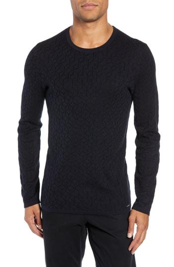 Men's Hugo Scuber Slim Fit Diamond Sweater - Blue