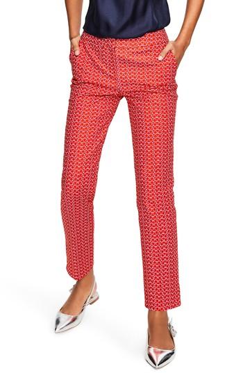 Women's Boden Richmond Polka Dot Stripe Contrast Ankle Pants - Red