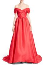 Women's Marchesa Silk Gazar Sculpted Off The Shoulder Gown