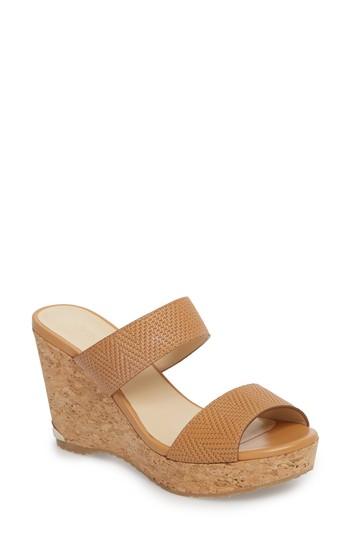 Women's Jimmy Choo Parker Wedge Slide Sandal Us / 34eu - Brown