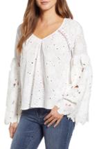 Women's Lucky Brand Metallic Border Print Top - Black
