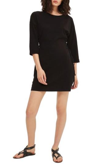 Women's Topshop Lace-up Side Tunic Dress Us (fits Like 0) - Black