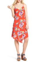 Women's Bp. Asymmetrical Floral Print Dress, Size - Red